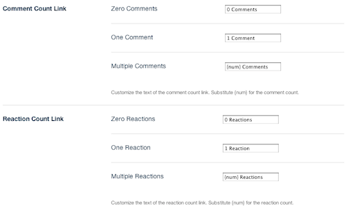 Comment Count settings at Settings > Appearance